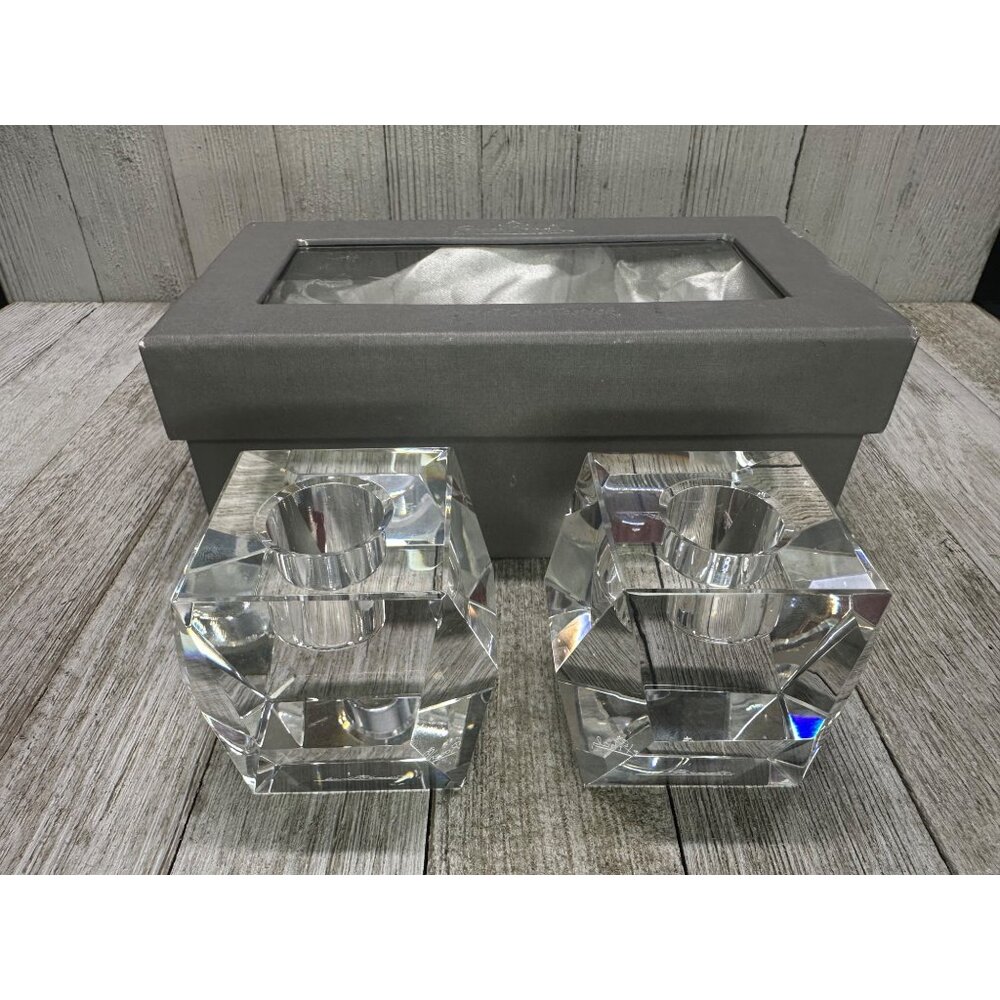 Vtg Rosenthal Regency Crystal Glass Votive Candle Holders W/ Box Set of 2 - Picture 2 of 15